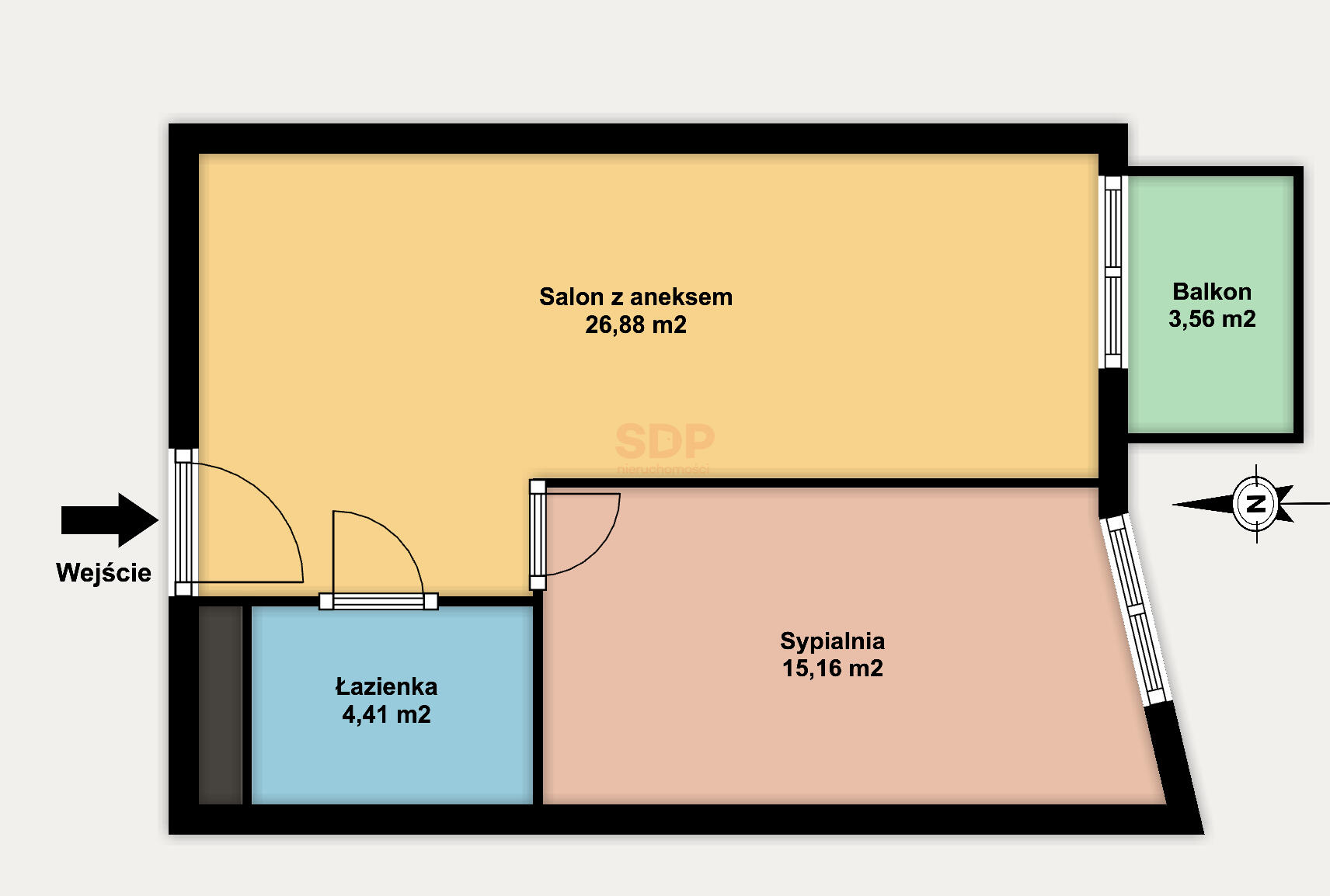 Nowe 2 pokoje z balkonem | 45,46 m² | 1 piętro | Nowa inwestycja