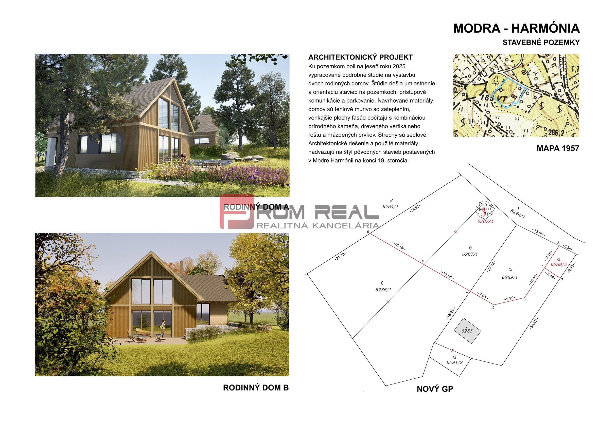 PREDAJ stavebných pozemkov MODRA Harmónia - 1068m2, 1656m2, 2725m2