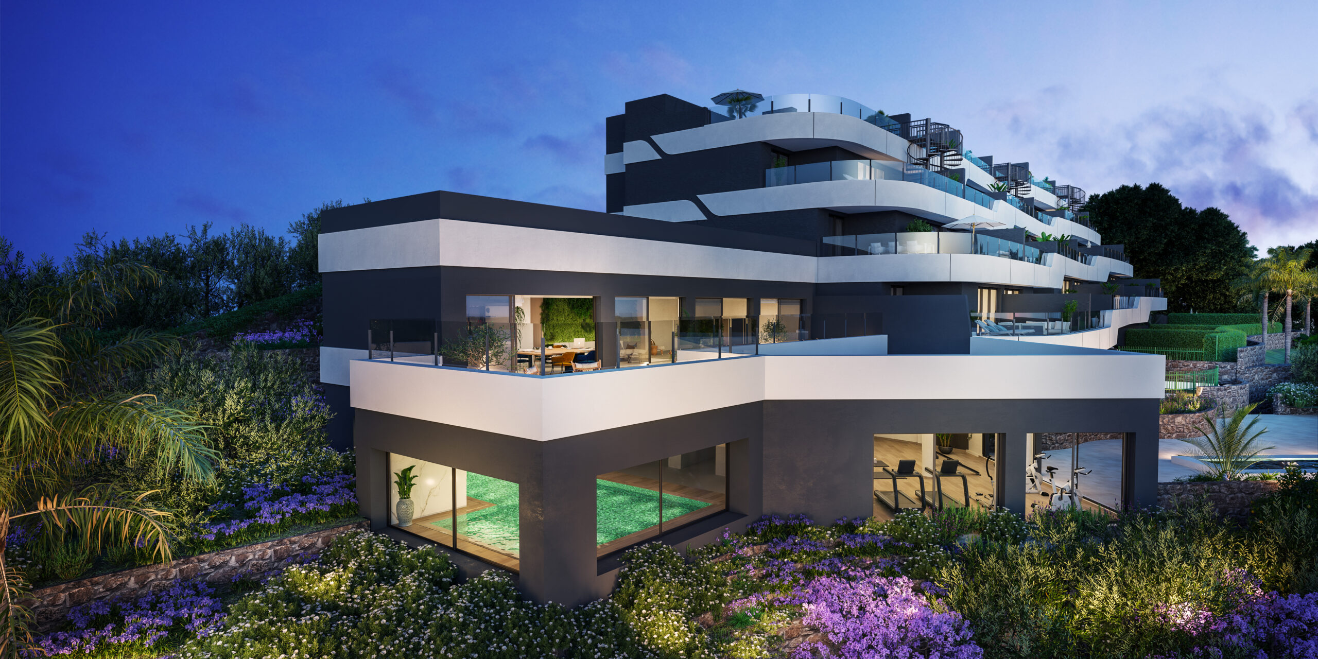 Piso con amplia terraza de 39 m2 y jardín en Estepona, Malaga.