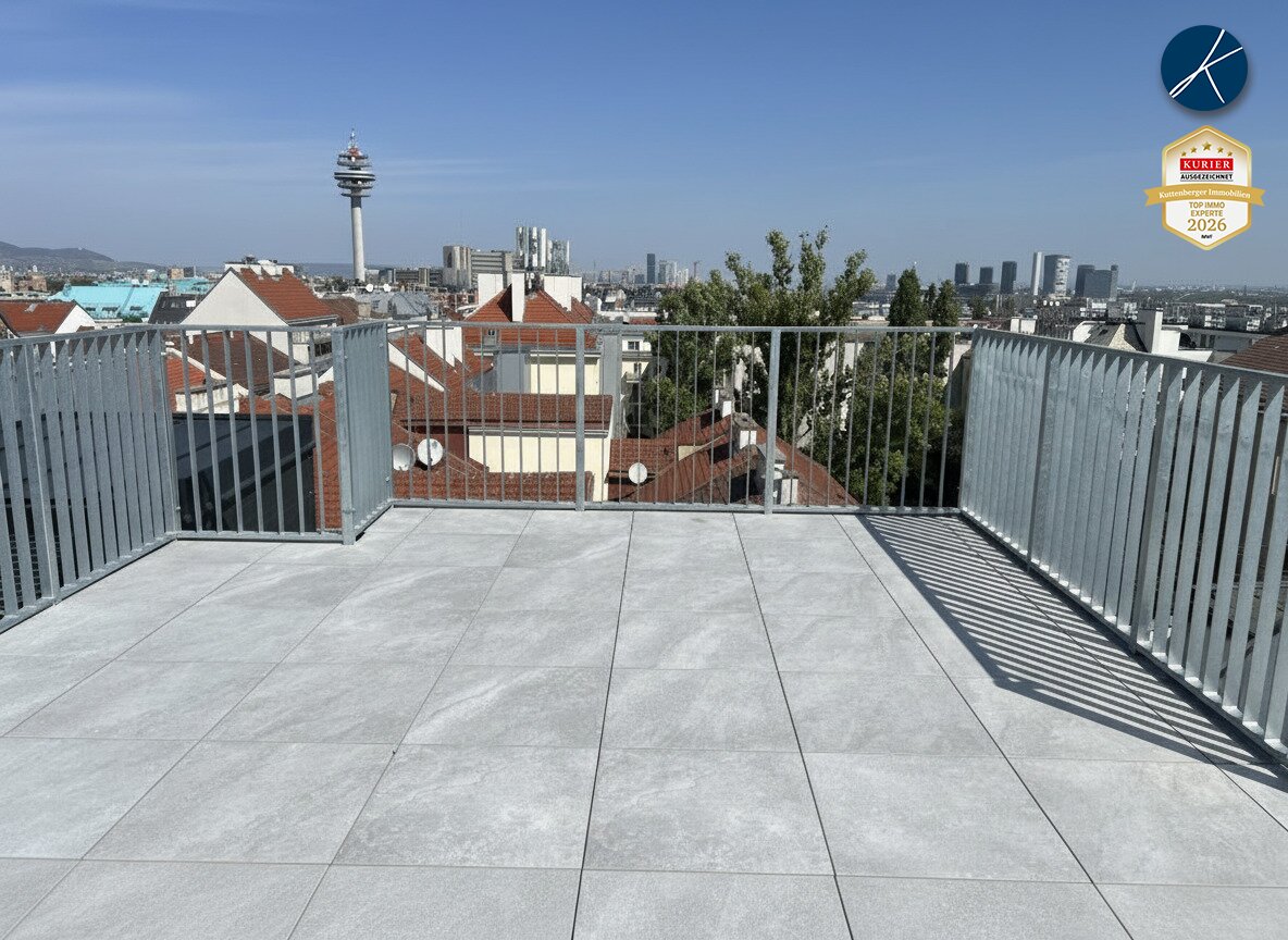 *Superprojekt: ''Über den Baumwipfeln" TOP 52 mit Süd-Westausrichtung + PANORAMA-DACHTERRASSE + 360° WIEN-BLICK
